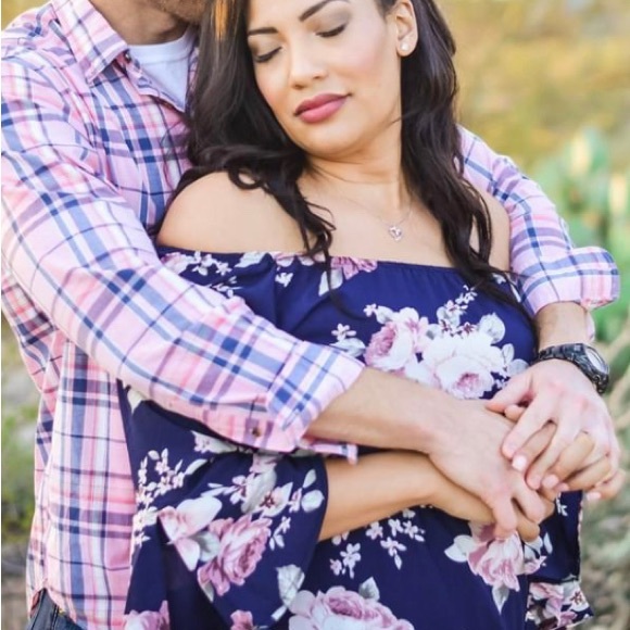 Floral Ruffle Dress- Navy - Picture 4 of 4